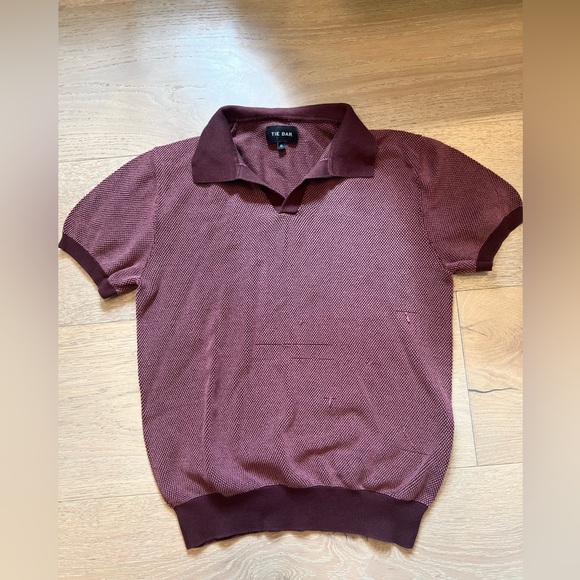 The Tie Bar Birdseye Polo Rosewood Red Small FLAWS - Picture 1 of 6